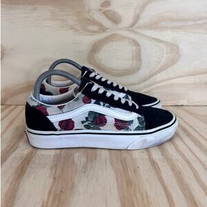 Vans Off The Wall - Old Skool Red Roses - Sneakers - Black/White - Women's - 7.5
